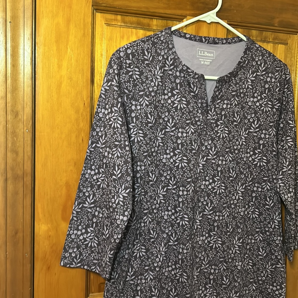 L.L.Bean Tee Women’s Three-Quarter-Sleeve Splitneck Tunic Print - Picture 6 of 9
